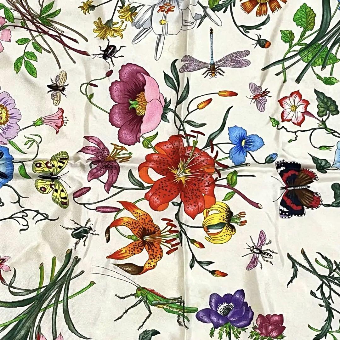GUCCI スカーフ　シルク　ボタニカル　フローラ　大判スカーフ　オールドグッチ