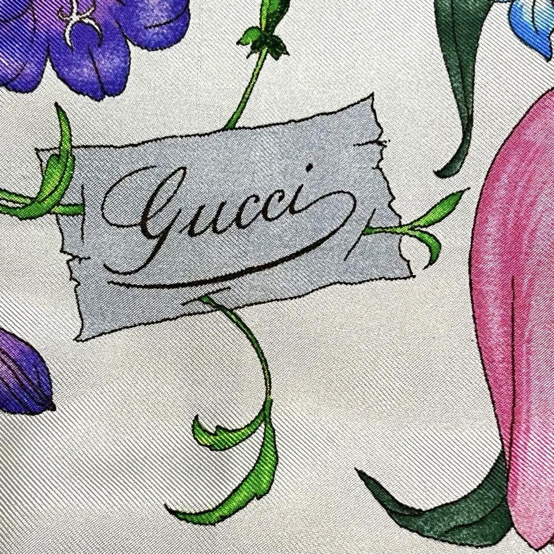 GUCCI スカーフ　シルク　ボタニカル　フローラ　大判スカーフ　オールドグッチ