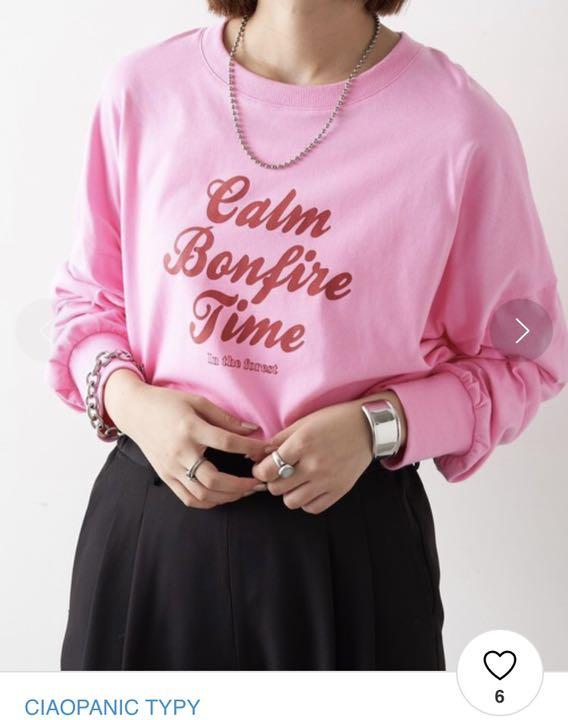 超美品 チャオパニックのピンクのtシャツ Tシャツ カットソー 七分 長袖