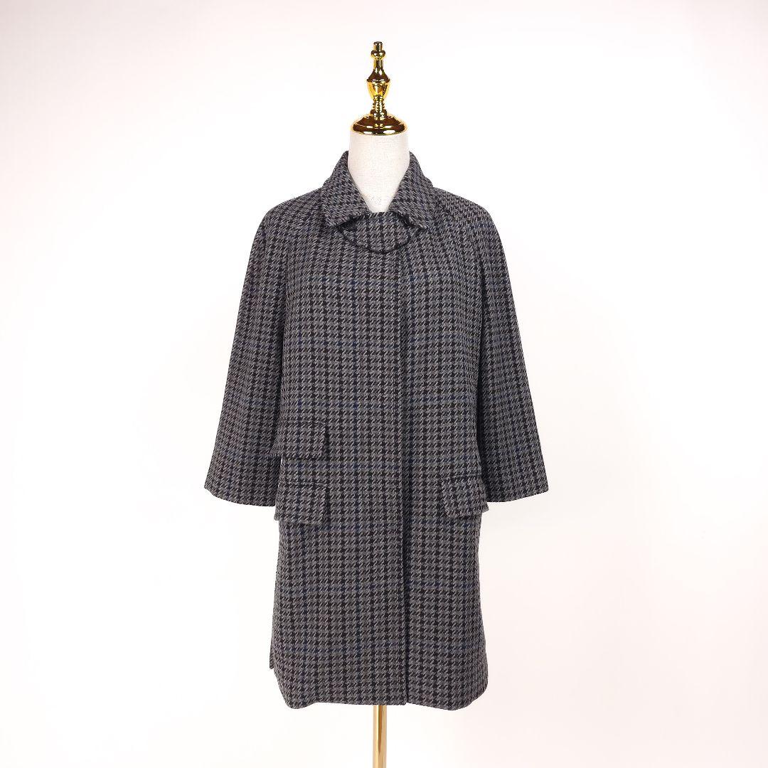 【美品】プラダ 千鳥格子 ウール ステンカラーコート グレー 40 チェック 【美品】プラダ 千鳥格子 ウール ステンカラーコート グレー 40 チェック