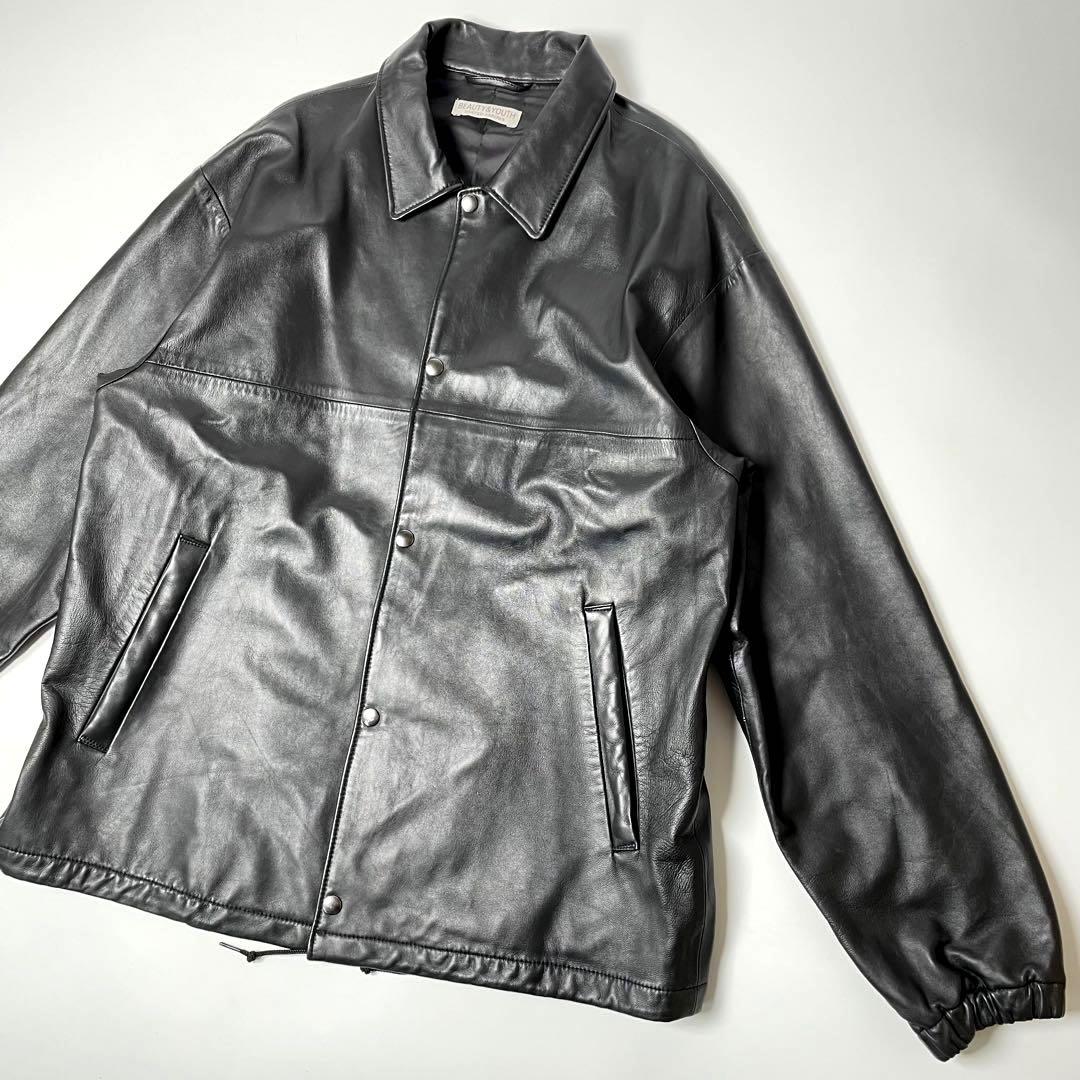 羊革】BEAUTY & YOUTH レザージャケット黒 XL コーチジャケット