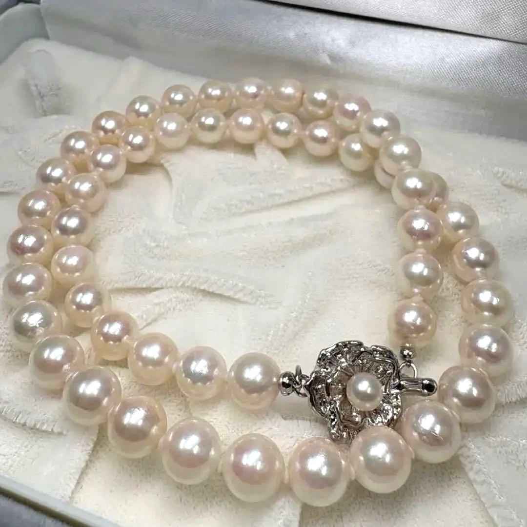 テリ強 本真珠 パール ネックレス シルバー金具 7.5 7.9 43cm目立った傷や汚れなし