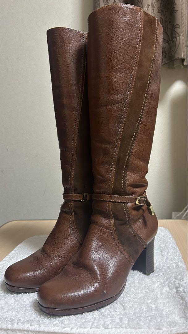 ブラウンレザー ロングブーツ 24.5cm