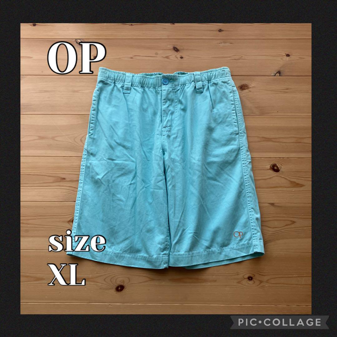 美品　オーシャンパシフィック　ハーフパンツバギーロング　ティファニーブルー　XL