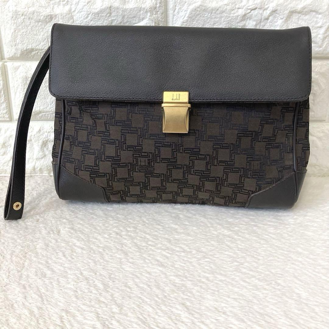 美品✨　dunhill クラッチバッグ セカンドバッグ レザー×キャンバス