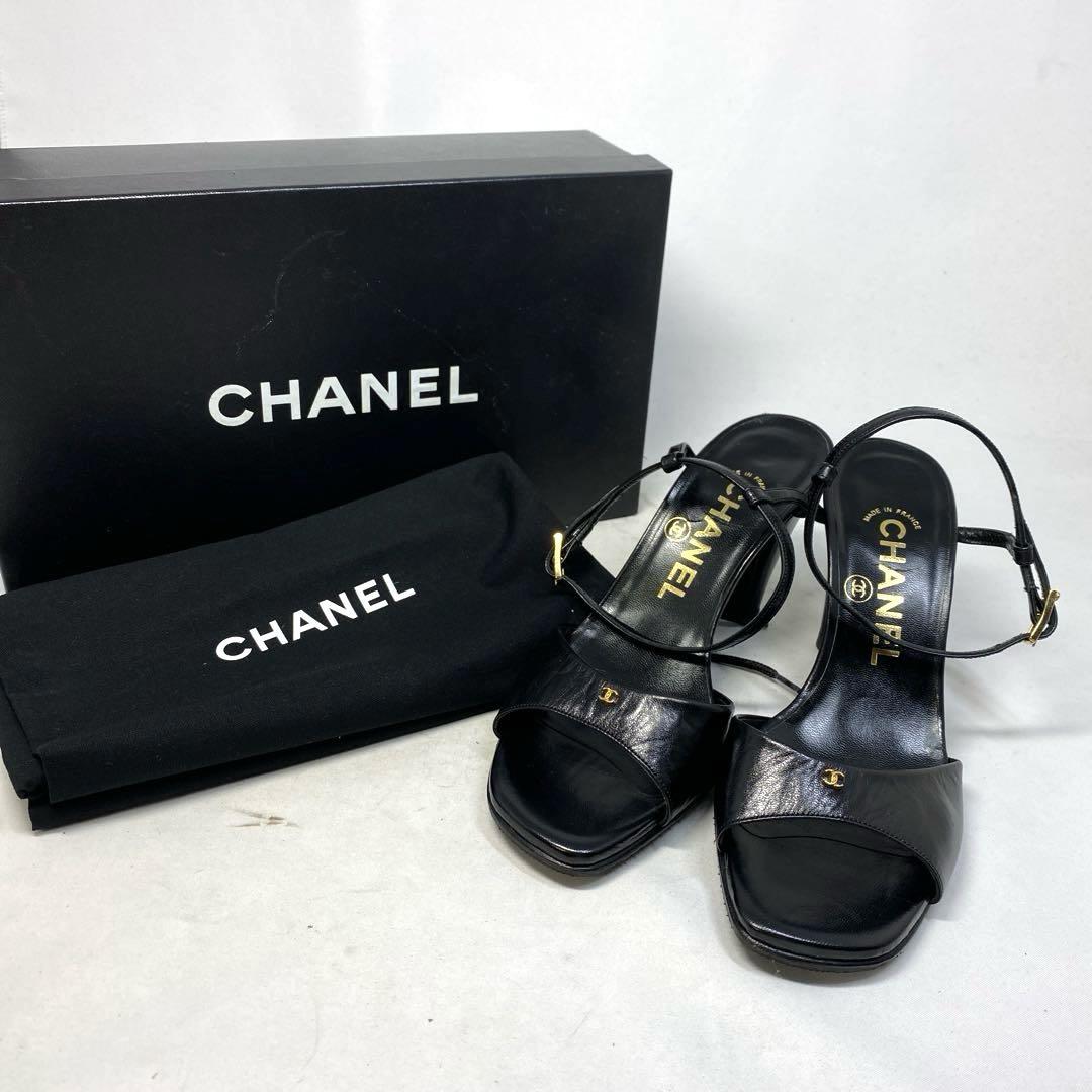シャネル CHANEL サイズ表記「35 1/2」22.5センチ 黒 サンダル