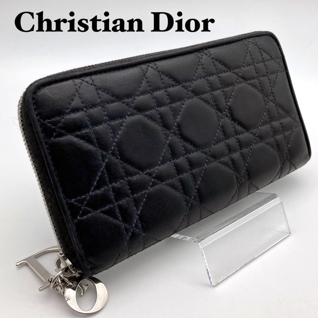 クリスチャンディオール Dior 長財布 カナージュステッチ ラウンドジップ