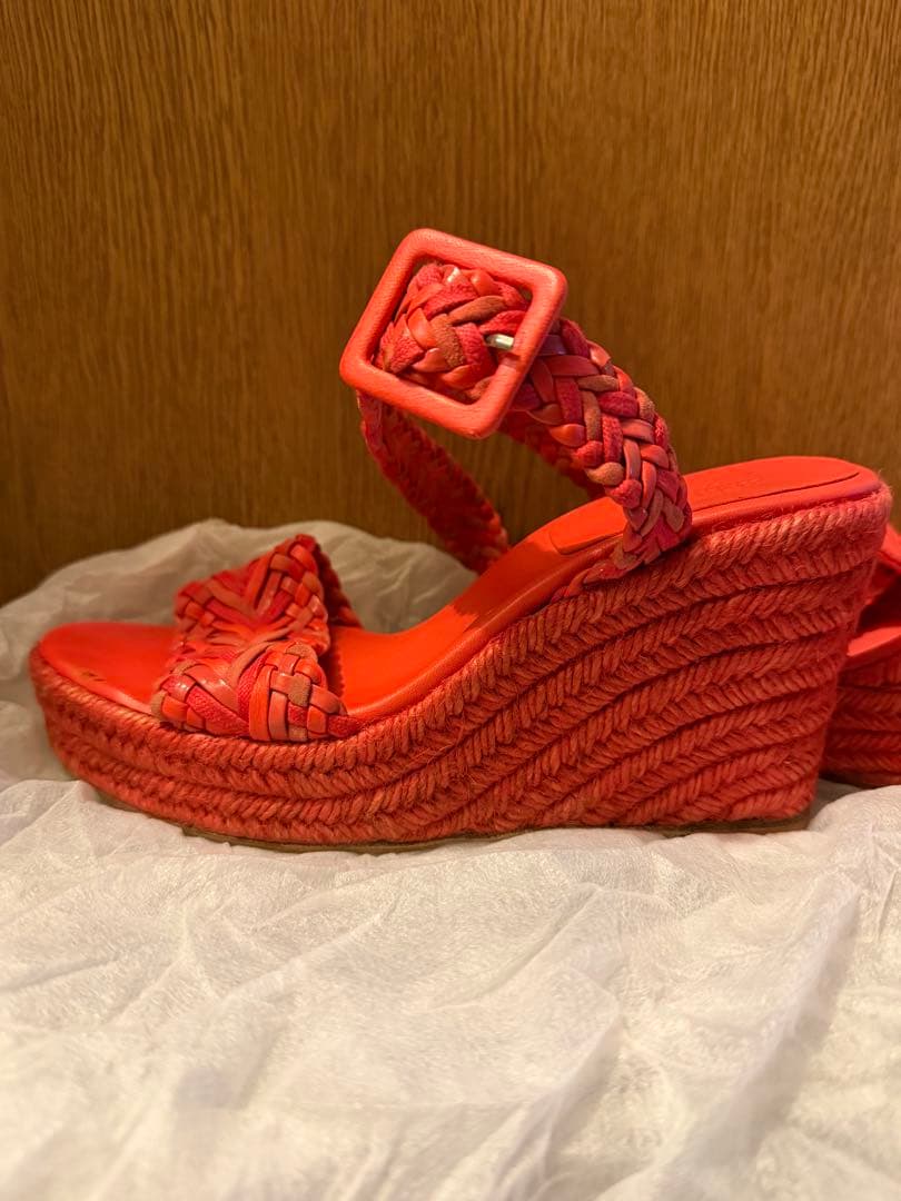 HERMES エルメス エスパドリーユ ウェッジソール サンダル 幾何学柄 総 エルメスエスパドリーユウェッジソールサンダル36