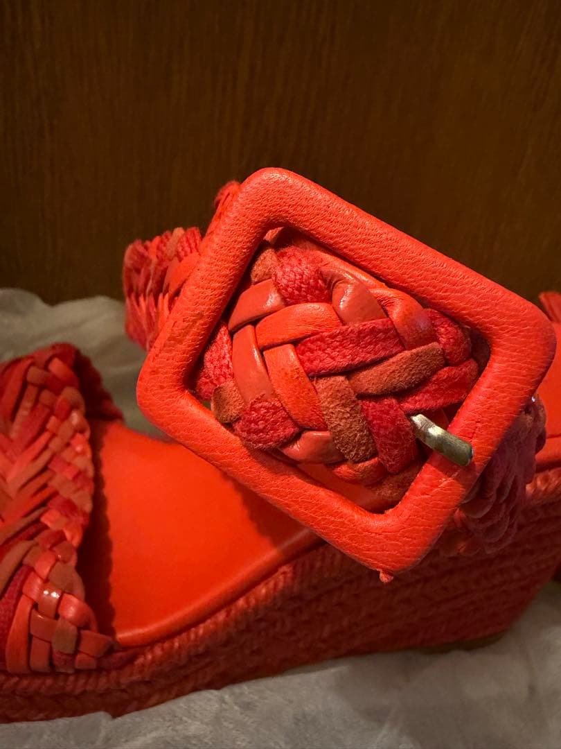 HERMES エルメス エスパドリーユ ウェッジソール サンダル 幾何学柄 総 エルメスエスパドリーユウェッジソールサンダル36