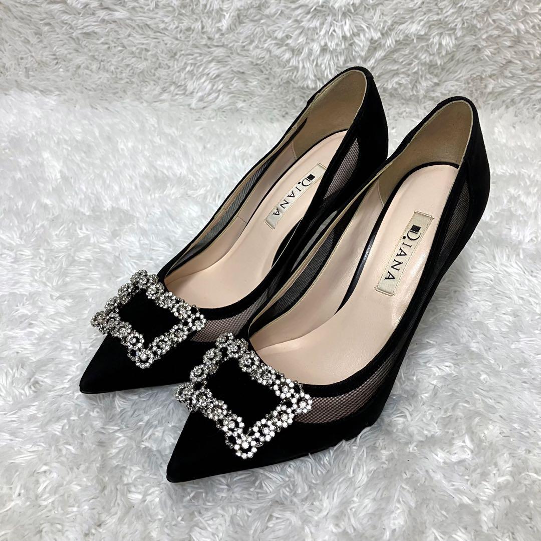 ✨極美品✨ DIANA ハイヒール スエード ビジュー シースルー 結婚式