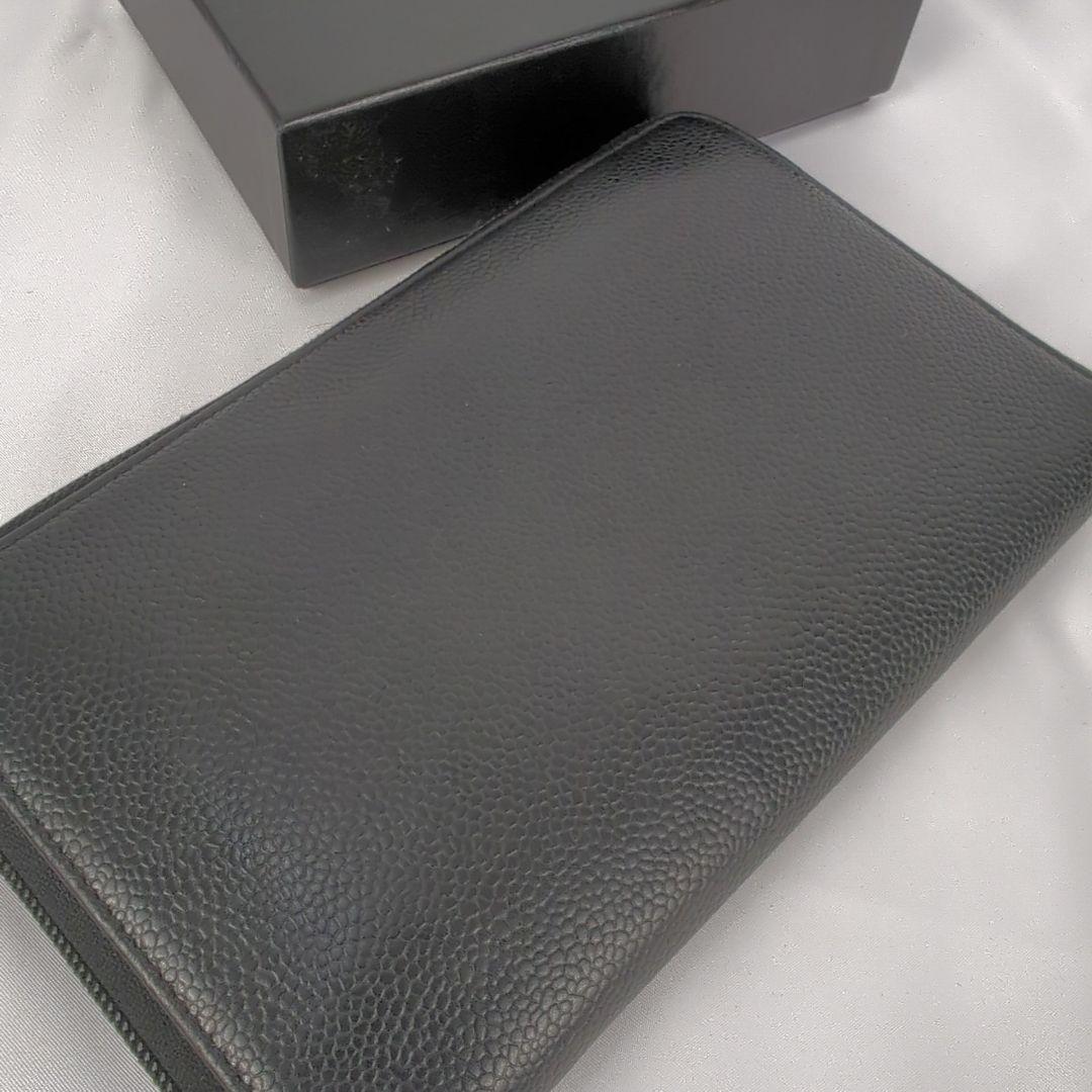 【良品】CHANEL シャネル デカココマーク キャビアスキン 長財布 ラウンド