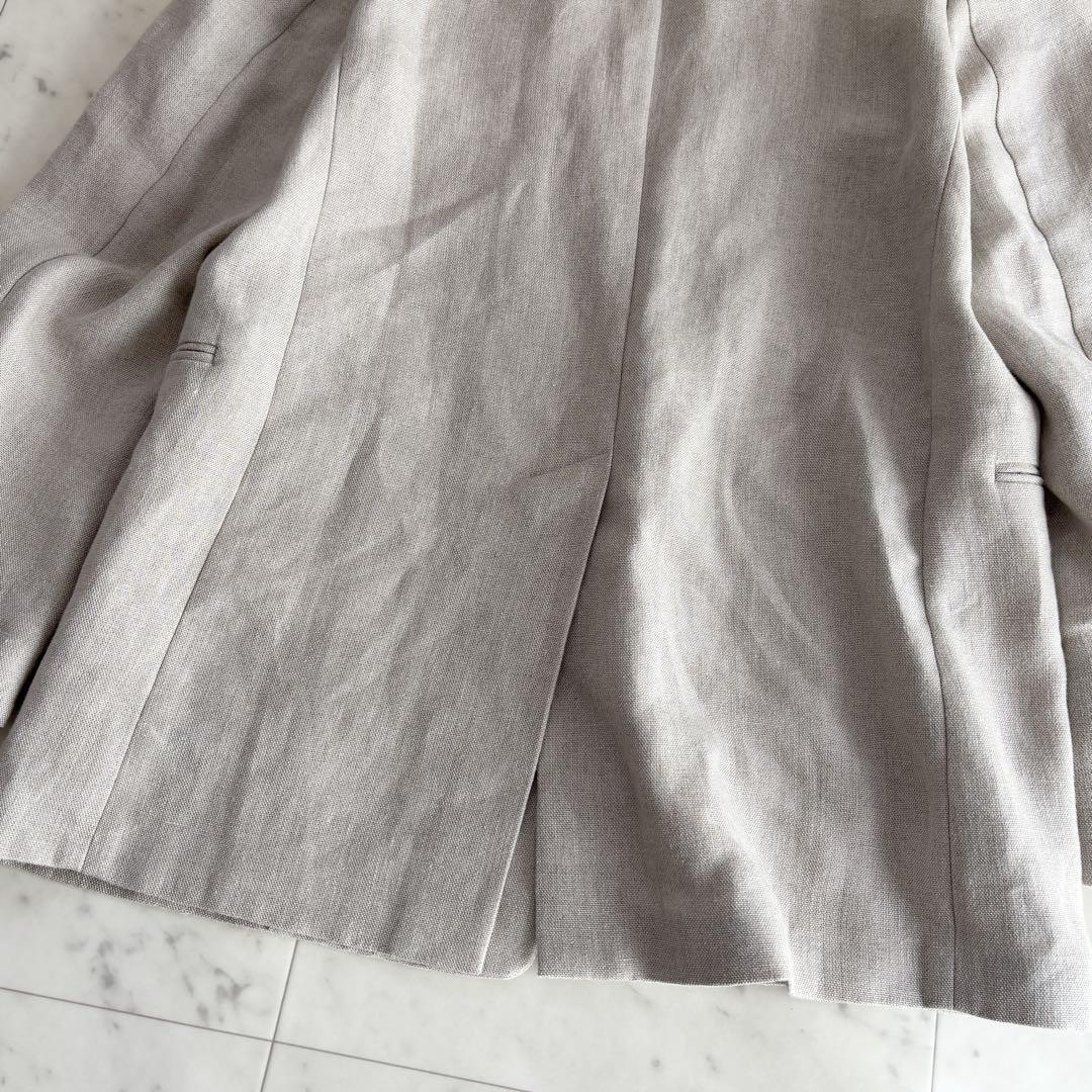 23SS エイトン LINEN OXFORD NO COLLAR JACKET