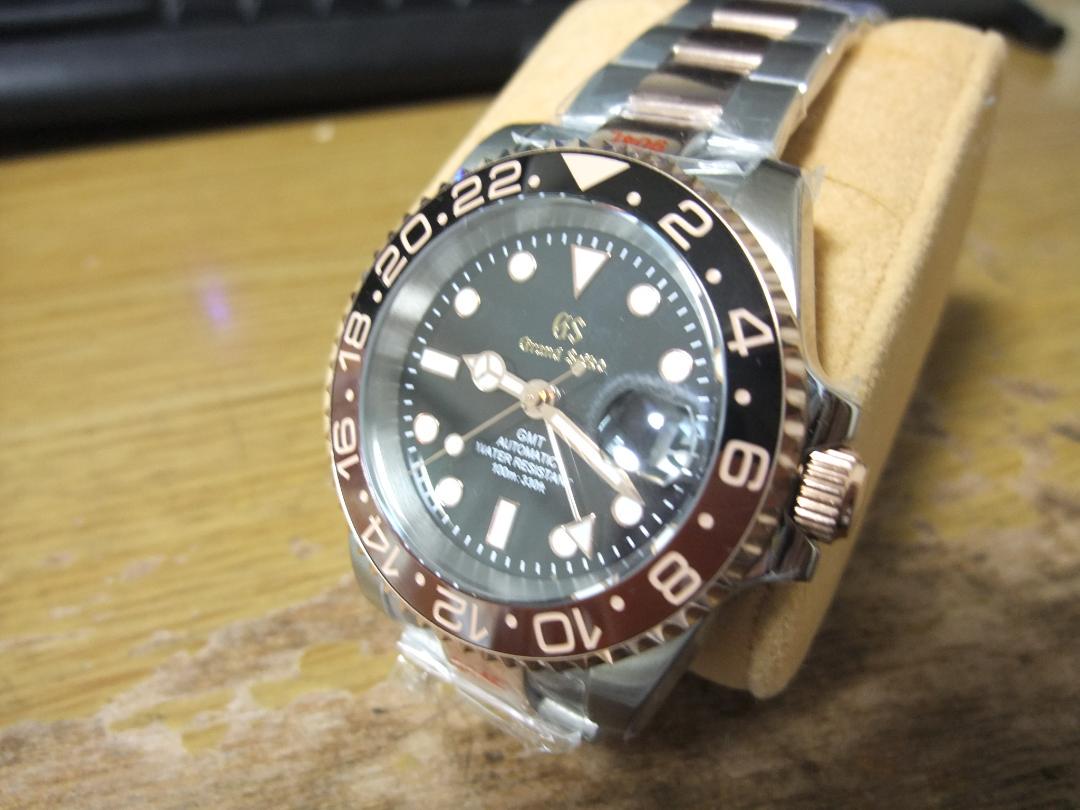 日本製NH34搭載 GMT 自動巻 MOD サファイア風防 ローズゴールド 新品