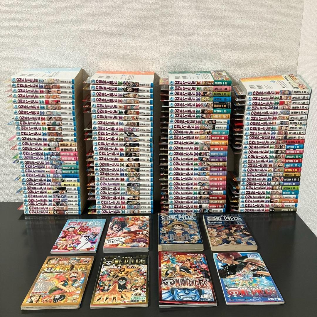 ワンピース全巻初版107巻プラス関連本115巻セット　コミックニュース付き ワンピース全巻初版107巻プラス関連本115巻セット コミック