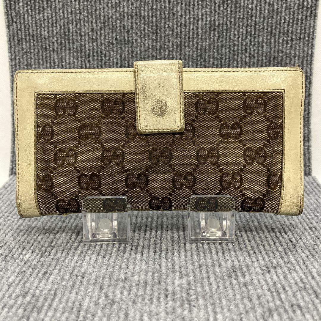 GUCCI 三つ折り長財布 GGキャンバス ゴールド金具 3618 - メルカリ