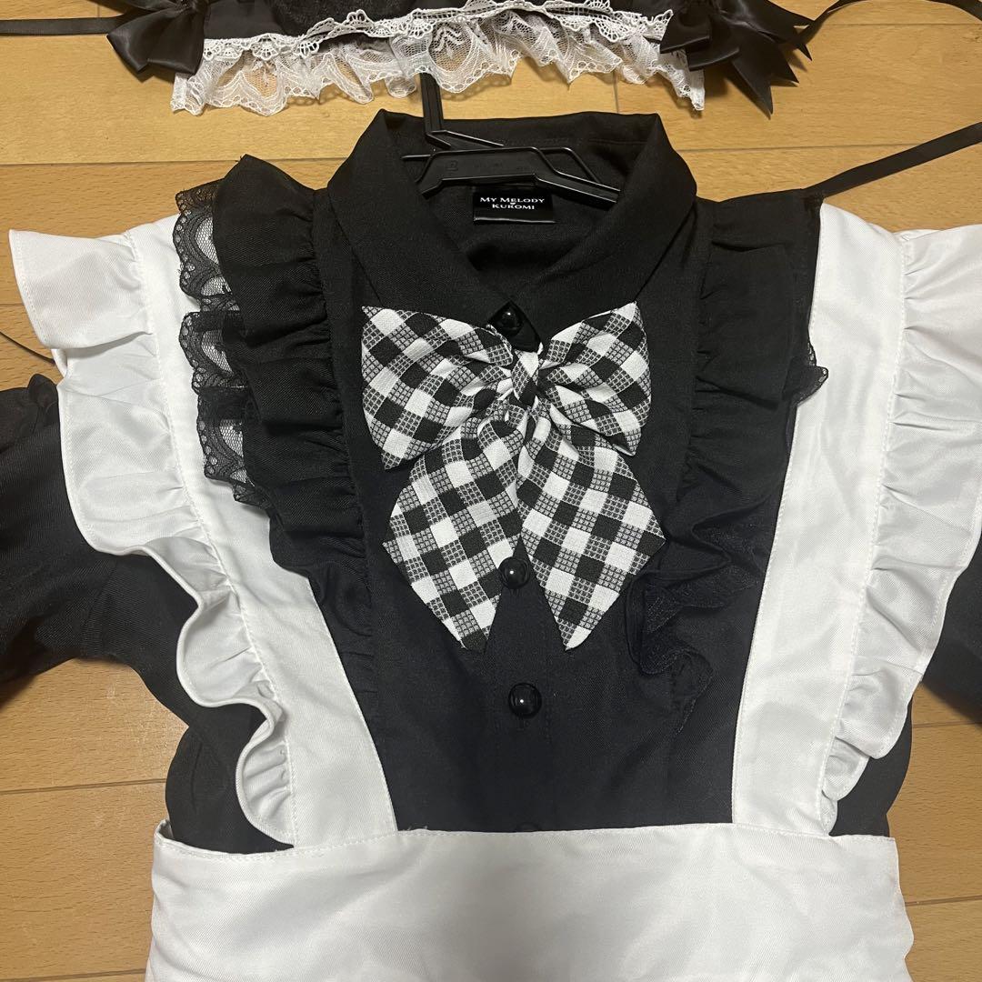 クロミ　メイド風　ワンピース　コスプレ サンリオ クロミ メイド服ワンピース】ヘッドドレスMサイズ 新品