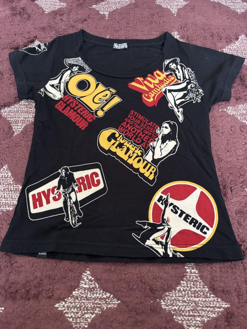ヒステリックグラマー ステッカー ガール 総柄 Tシャツ