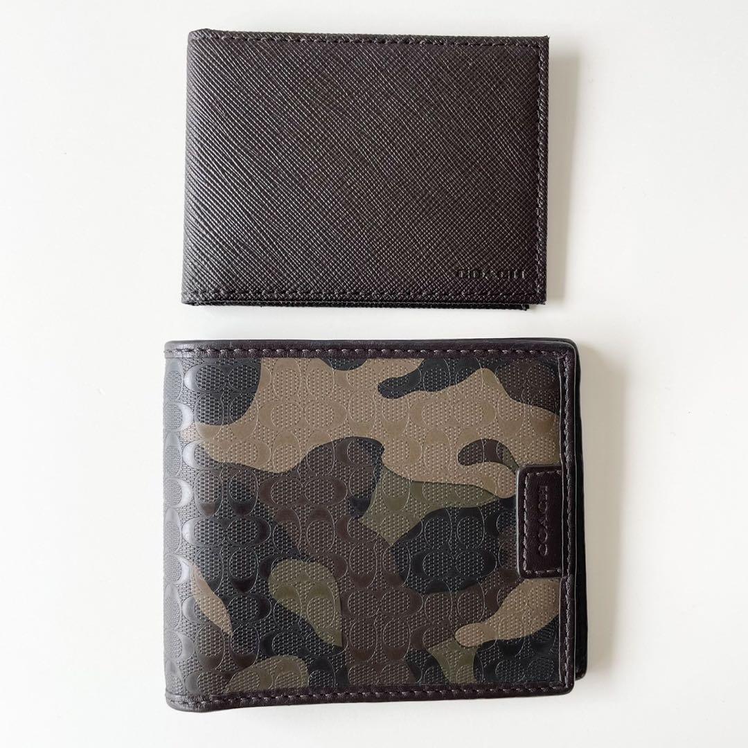【極美品】COACH メンズ 二つ折り財布 迷彩柄 カモフラ パスケース付き