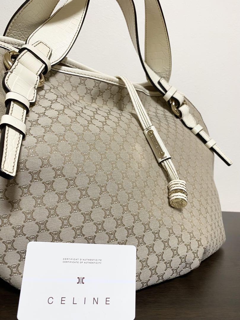 超美品 CELINE セリーヌ マカダム柄 ハンドバッグ グレー ホワイト 画像1