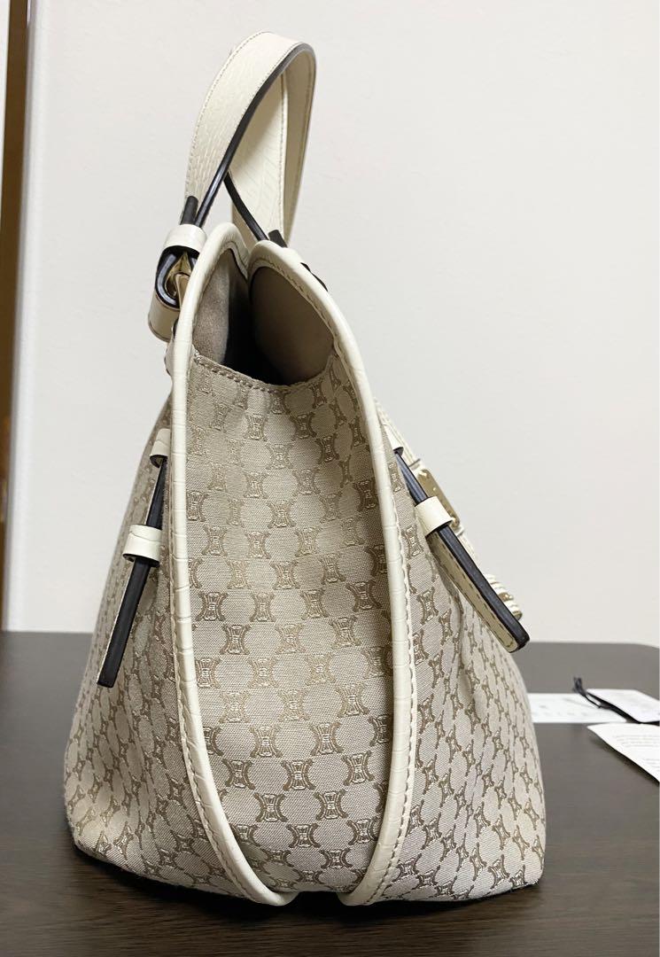 超美品 CELINE セリーヌ マカダム柄 ハンドバッグ グレー ホワイト 画像14