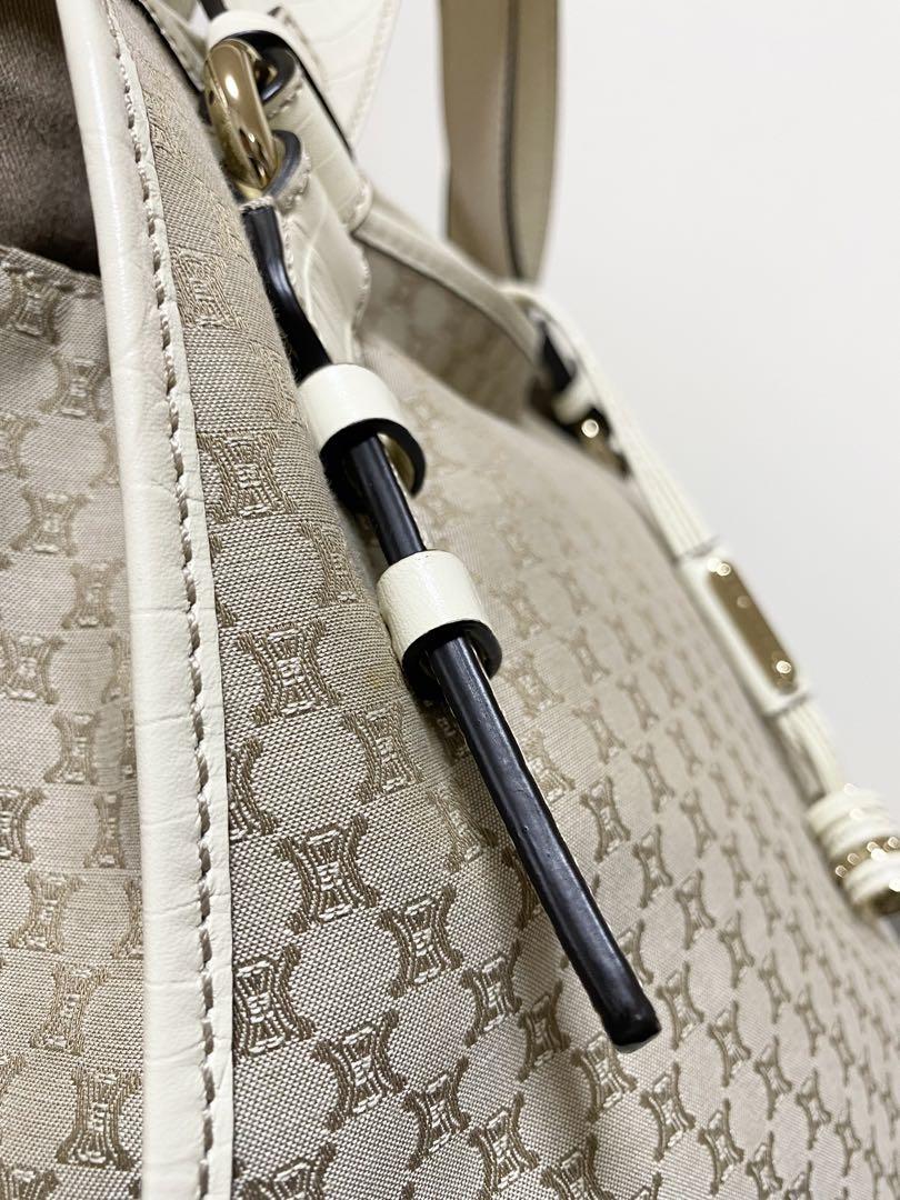 超美品 CELINE セリーヌ マカダム柄 ハンドバッグ グレー ホワイト 画像15