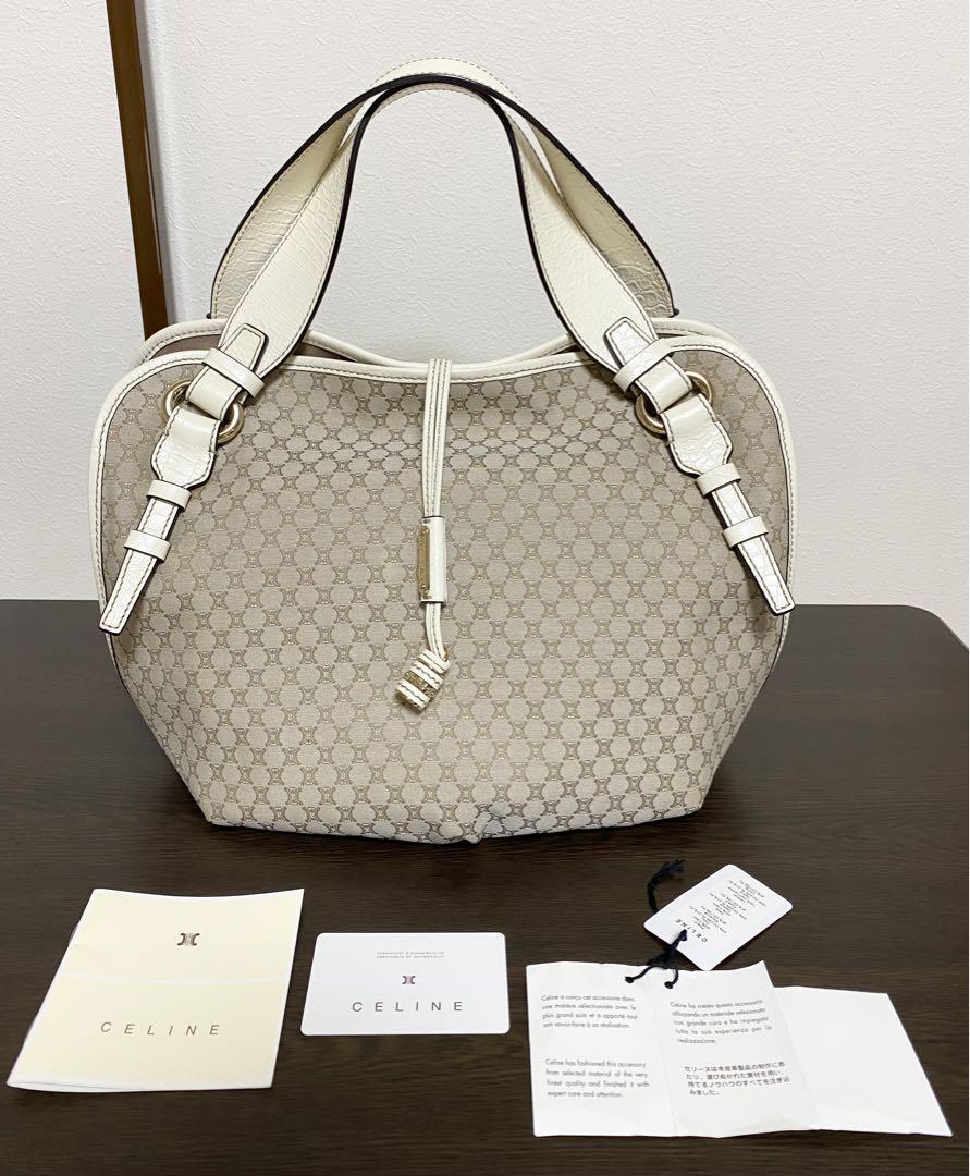 超美品 CELINE セリーヌ マカダム柄 ハンドバッグ グレー ホワイト 画像2