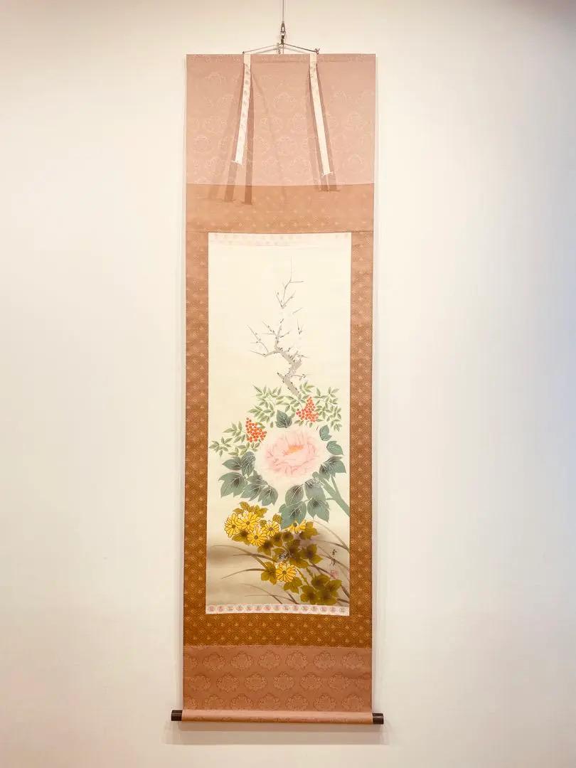 絹本彩色画　【　白鳳凰図　】　　幸雄在名　自題共箱　肉筆画掛軸　　模写　NO98 絹本彩色画 【 白鳳凰図 】 幸雄在名 自題共箱 肉筆画掛軸 模写