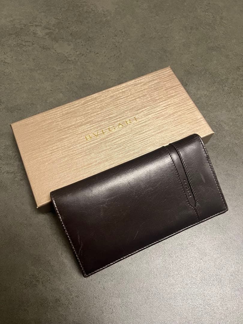 ダークブラウン レザー 長財布BVLGARI