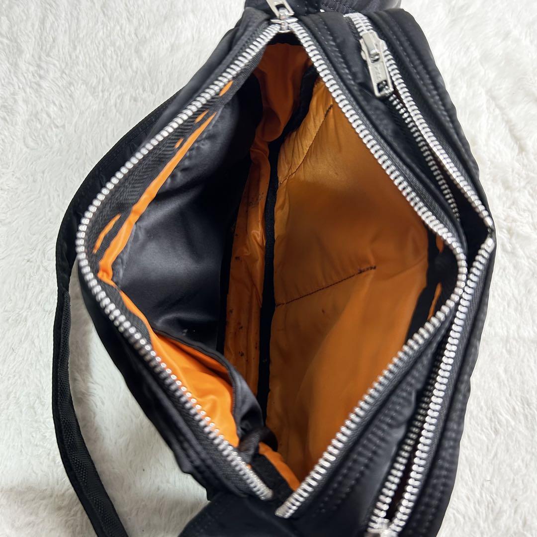 PORTER　ブラックボディバッグ ダブルファスナー PORTER ポーター タンカー 2層 ダブルファスナー ボディバック