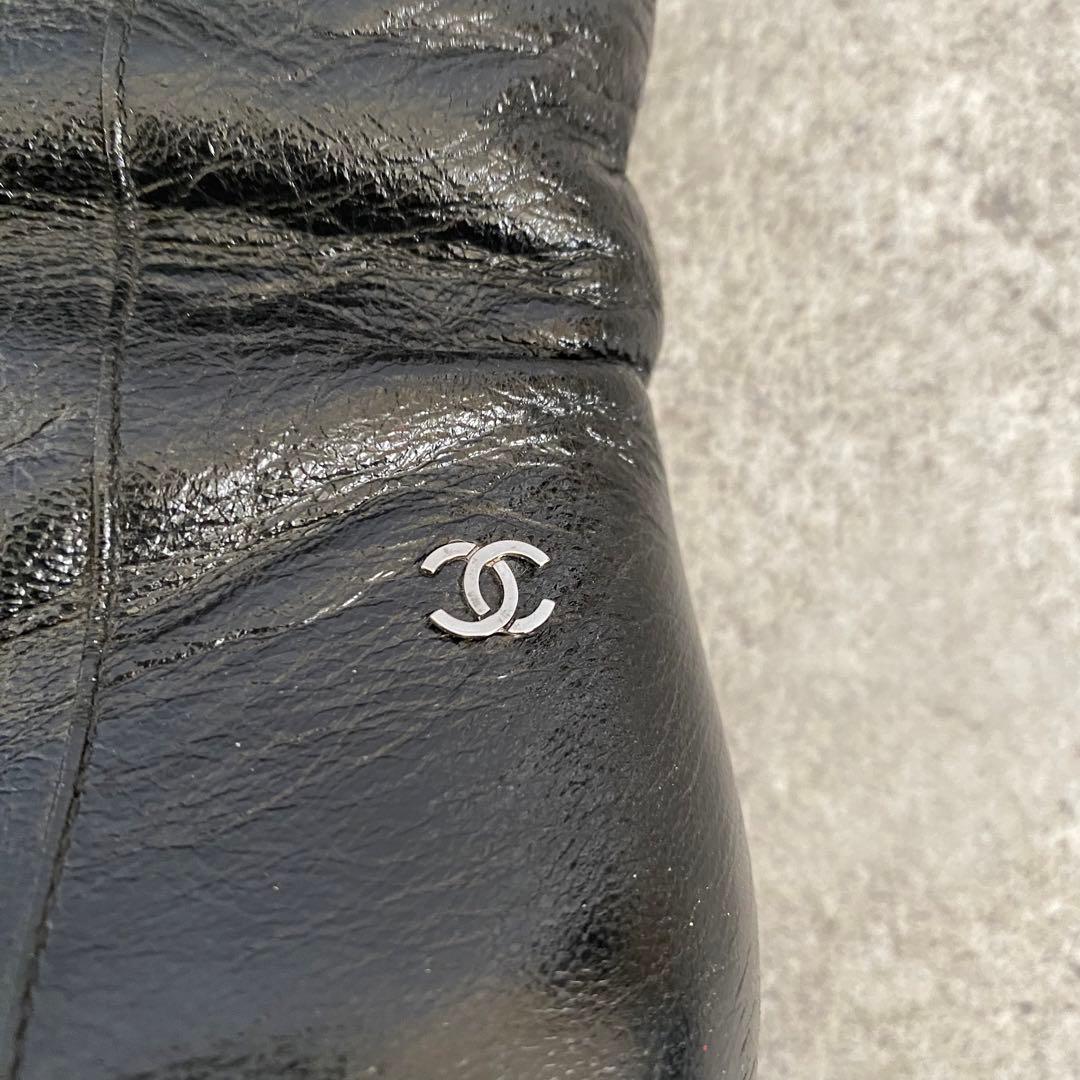 シャネル ロングブーツ ラムファー レザー CC ココマーク 22cm シャネル ロングブーツ ラムファー レザー CC ココマーク 22cm