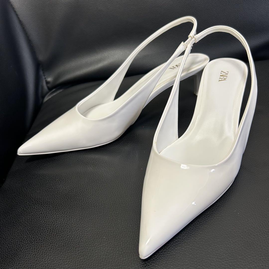 新品・未使用】ZARA フェイクパール バックストラップミュール 39