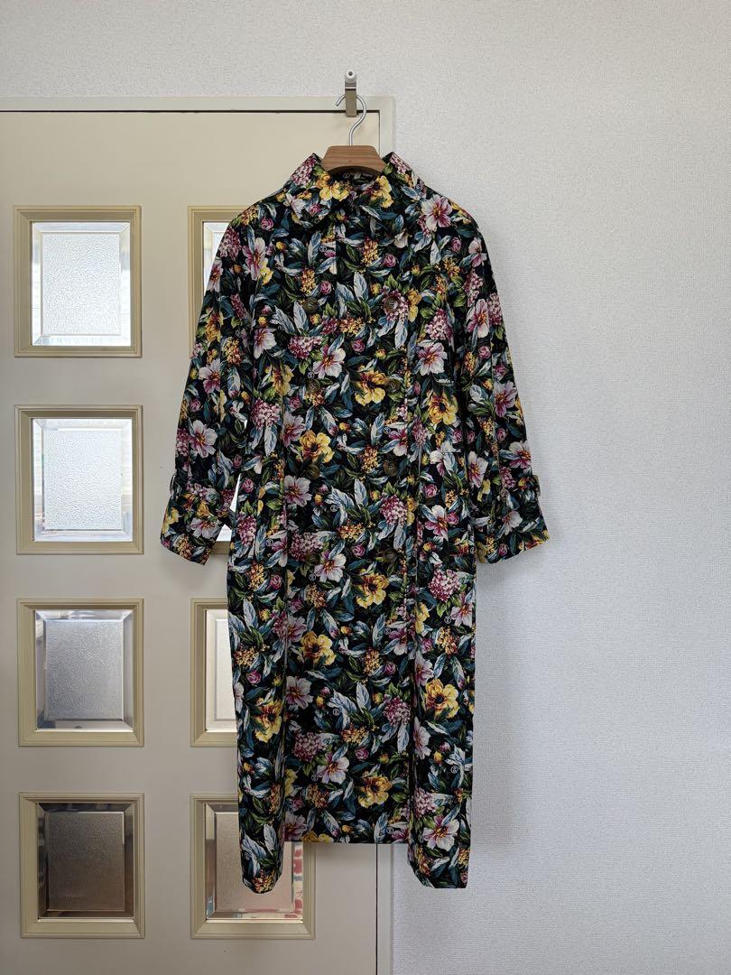 【希少】 &ellecy トレンチコート ロングコート 総柄 花柄 美品