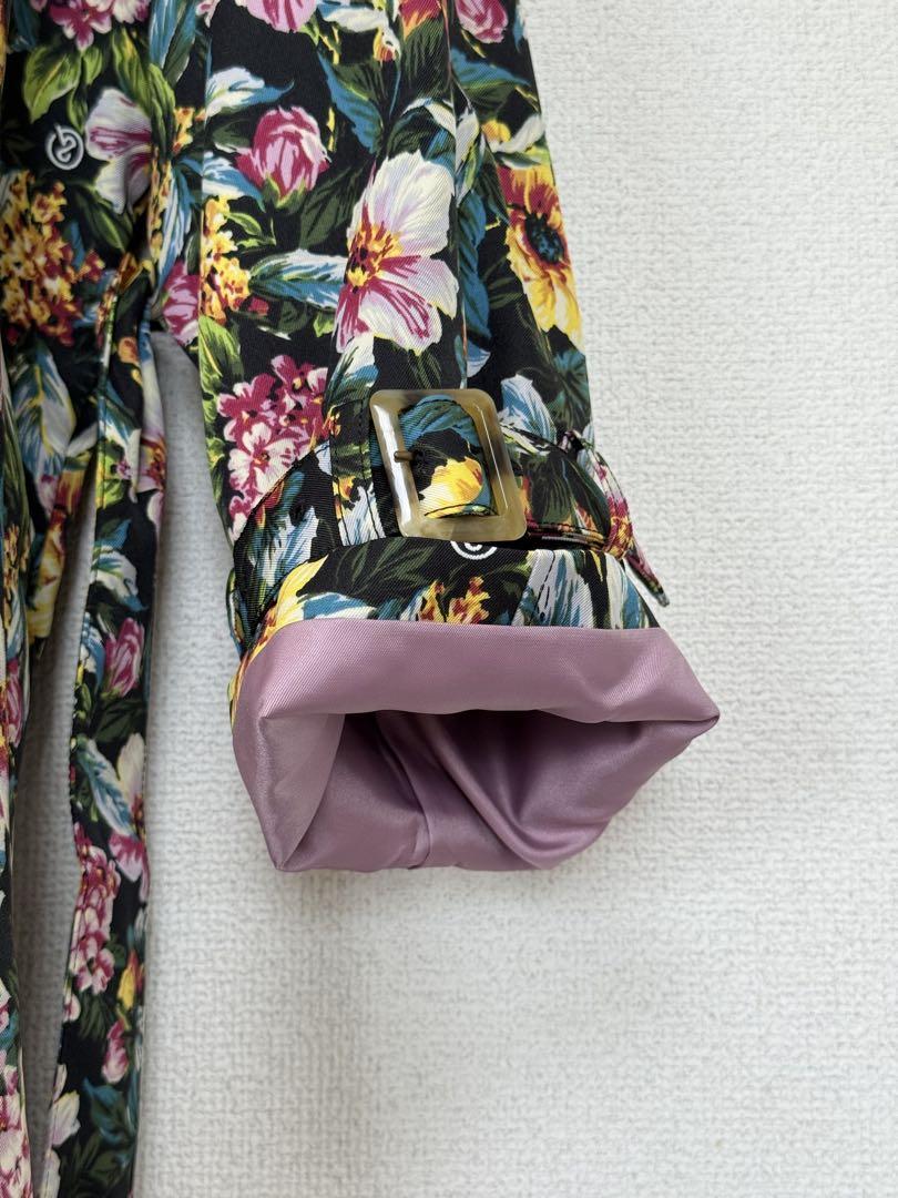 【希少】 &ellecy トレンチコート ロングコート 総柄 花柄 美品