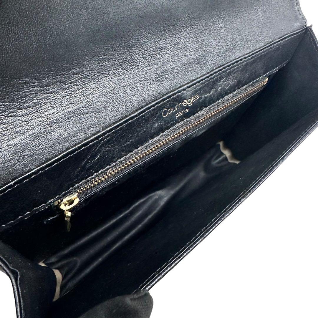 極美品❣️ クレージュ　シャイ二ング　クロコ型押し　レザー　クラッチバッグ