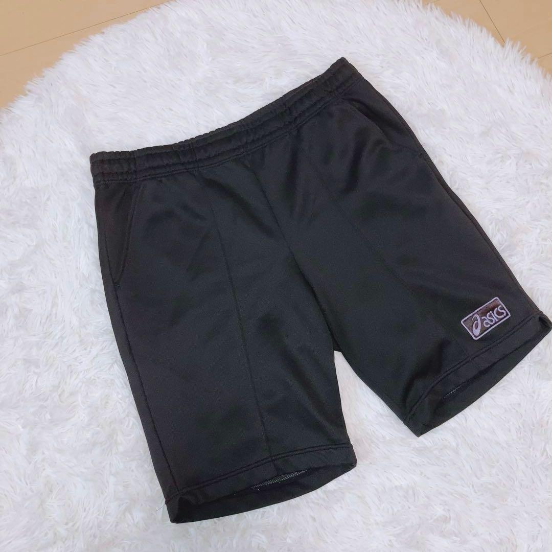 アシックス⭕️美品　ハーフパンツ　ジャージ　半ズボン　トレーニング　黒　L 古着