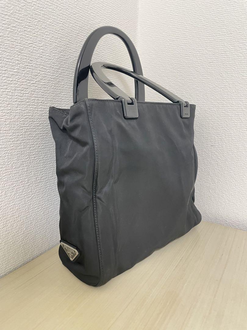 【レビューで送料無料】 PRADA ハンドバッグ 三角プレート プラスチックハンドル バッグ
