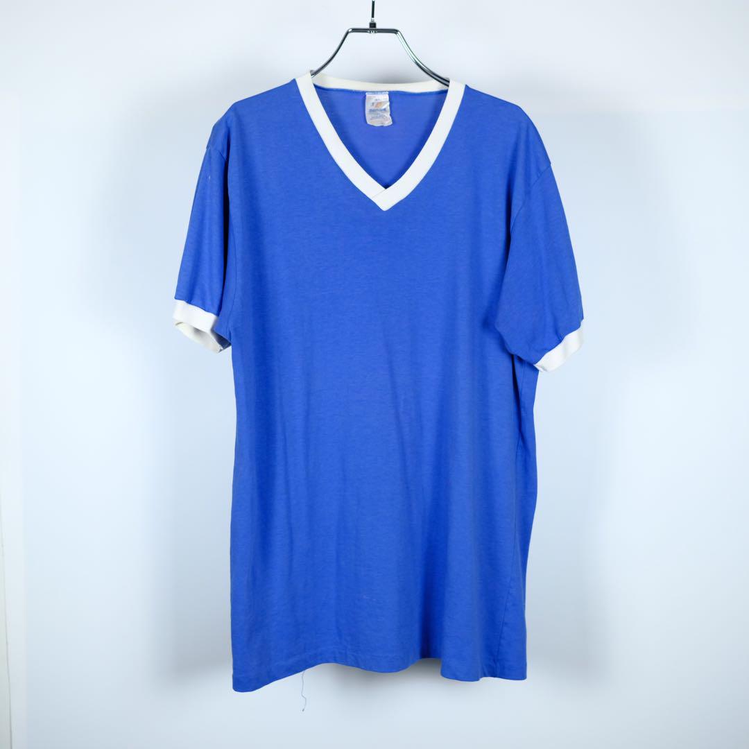 1970〜80s ユーロビンテージ　リンガーTシャツ　Vネック　レア　古着屋