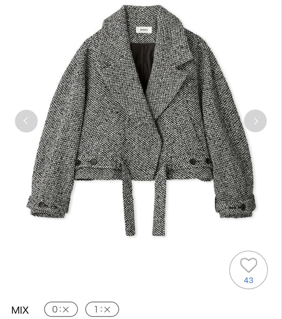 新品 SNIDEL ツイードショートジャケット グレー系