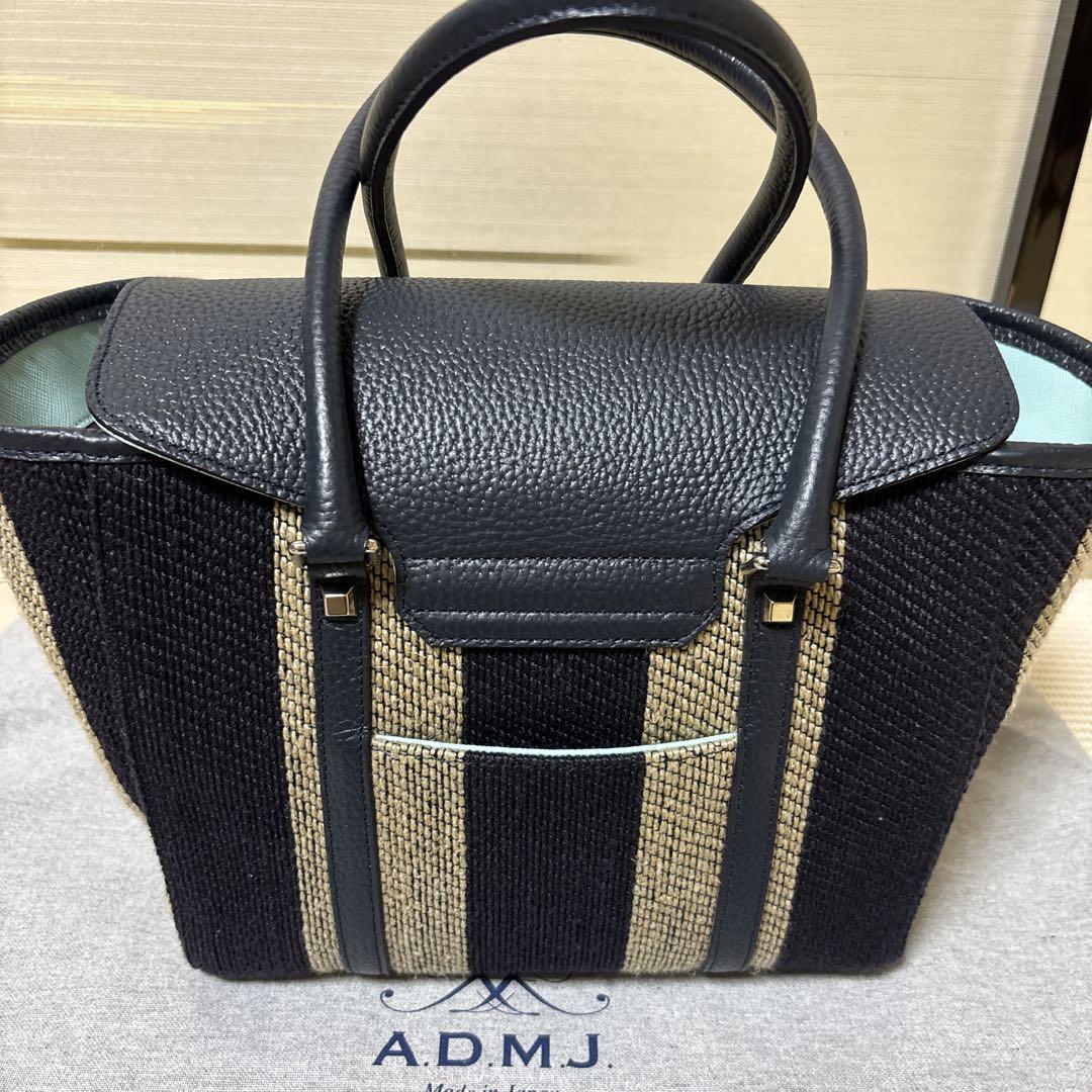 A.D.M.J. ストライプ トートバッグ 未使用に近い