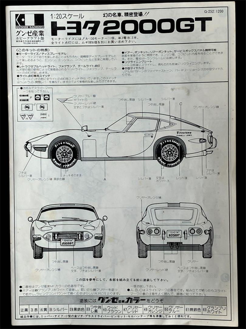 グンゼ産業　1/20 トヨタ2000GT(後期型) 未組立