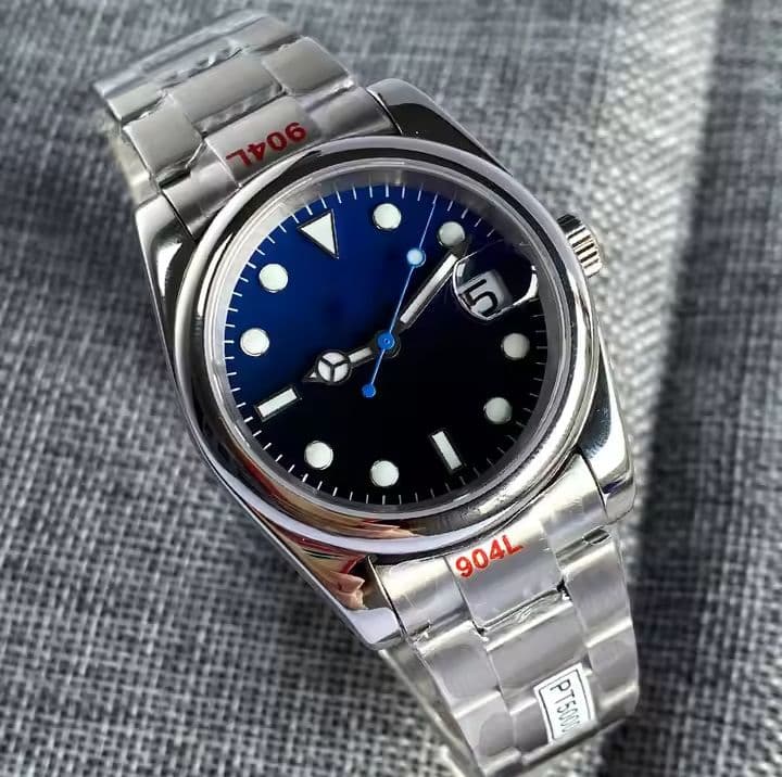 自動巻き時計 青色ダイヤル デイト表示