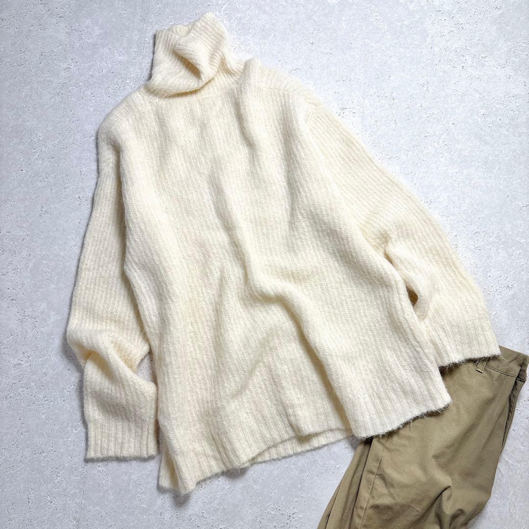 ウィムガゼット アルパカ ゆったりタートルニット ロングセーター ホワイト SIZE Whim Gazette