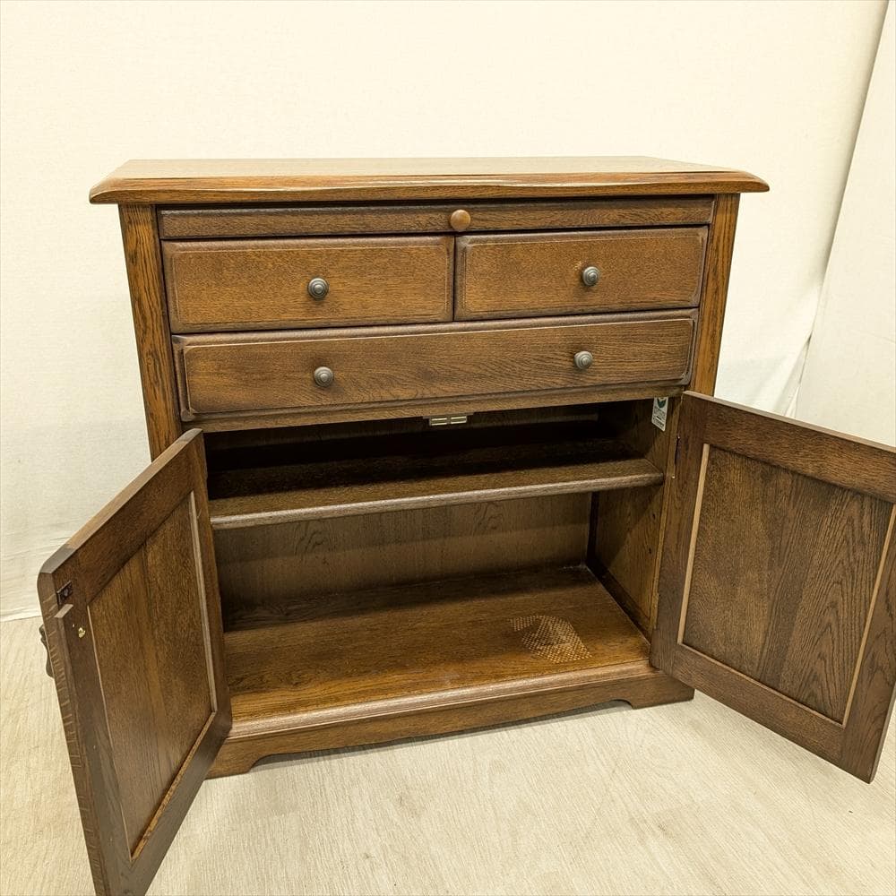 美品　えぞ民芸家具　コンソール　キャビネット　サイドボード　飾り棚　電話台　民藝 美品 えぞ民芸家具 コンソール キャビネット サイドボード 飾り棚 電話