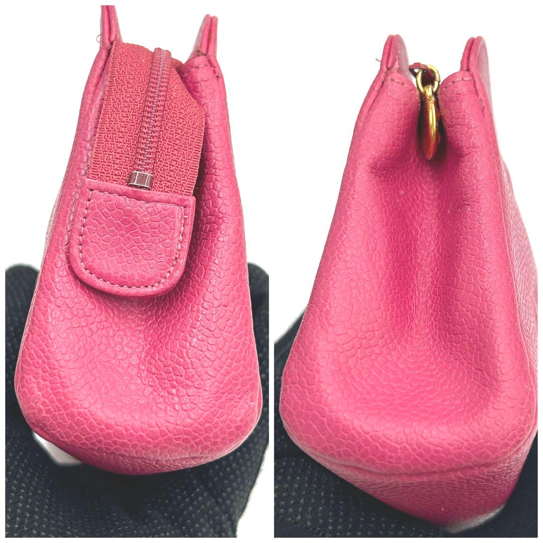 夏セール開催中 MAX80%OFF！ CHANEL 希少美品 シャネル ゴールド金具 ポーチ キャビアスキン バッグ