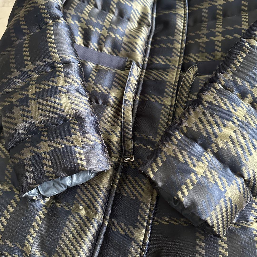 美品 ヘルノ HERNO タータンチェック柄 ロングダウンコート