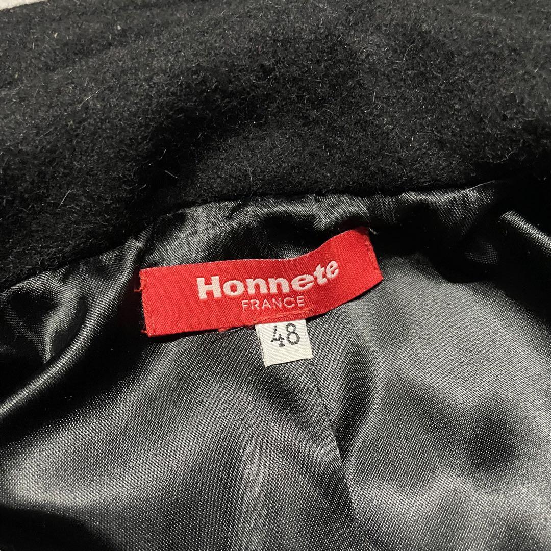 Honnete black melton wool jacket France製