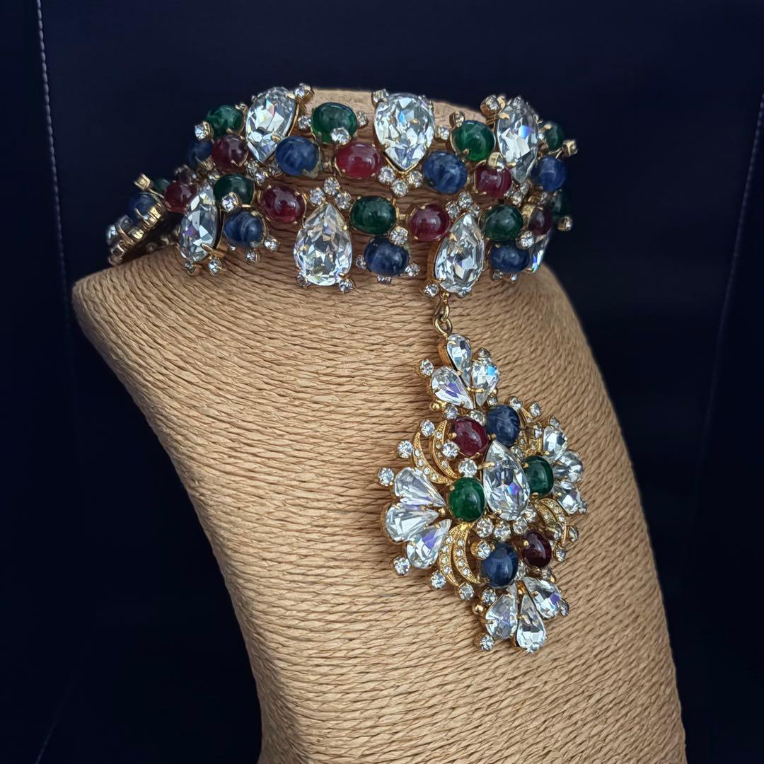 未使用 ゴージャス 多色クリスタル ネックレス チョーカー 未使用 ゴージャス 多色クリスタル ネックレス チョーカー