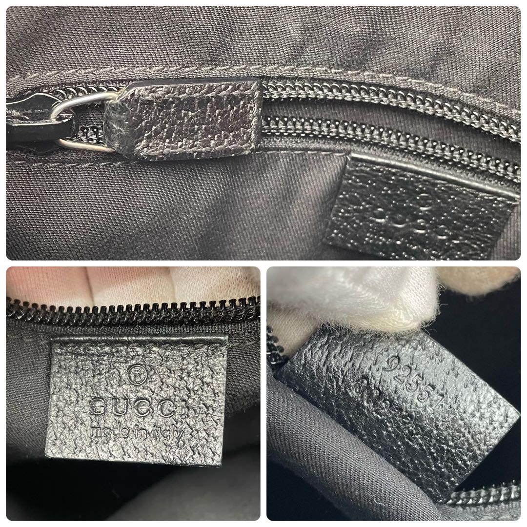 ✨美品✨　GUCCI GG キャンバス　レザー　スクエア　ショルダーバッグ　黒