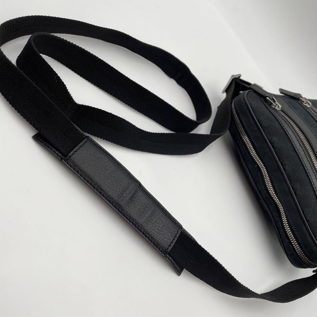 ✨美品✨　GUCCI GG キャンバス　レザー　スクエア　ショルダーバッグ　黒