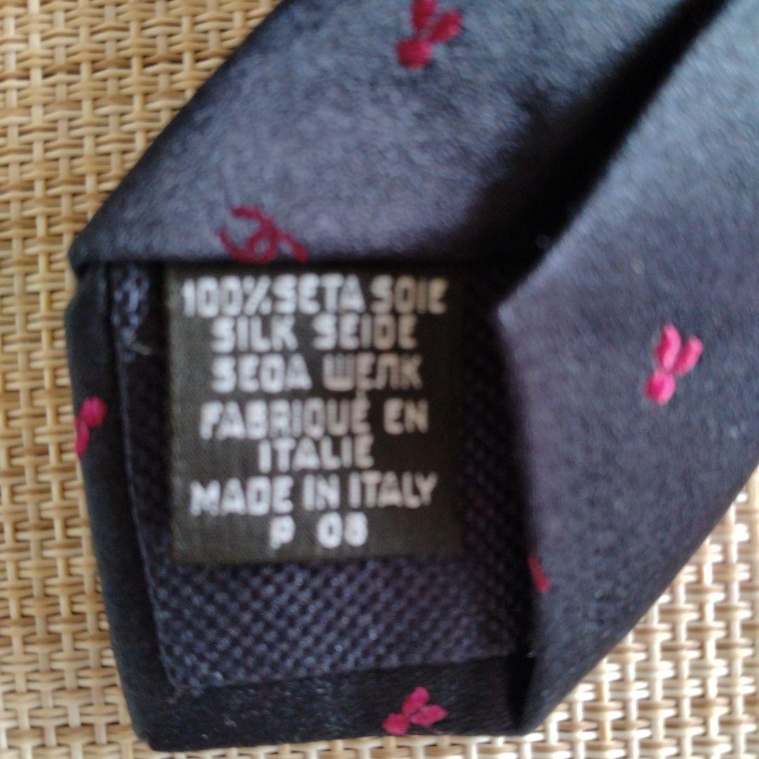 値下げ CHANEL ネクタイ ネイビー シルク製 値下げ CHANEL ネクタイ ネイビー シルク製